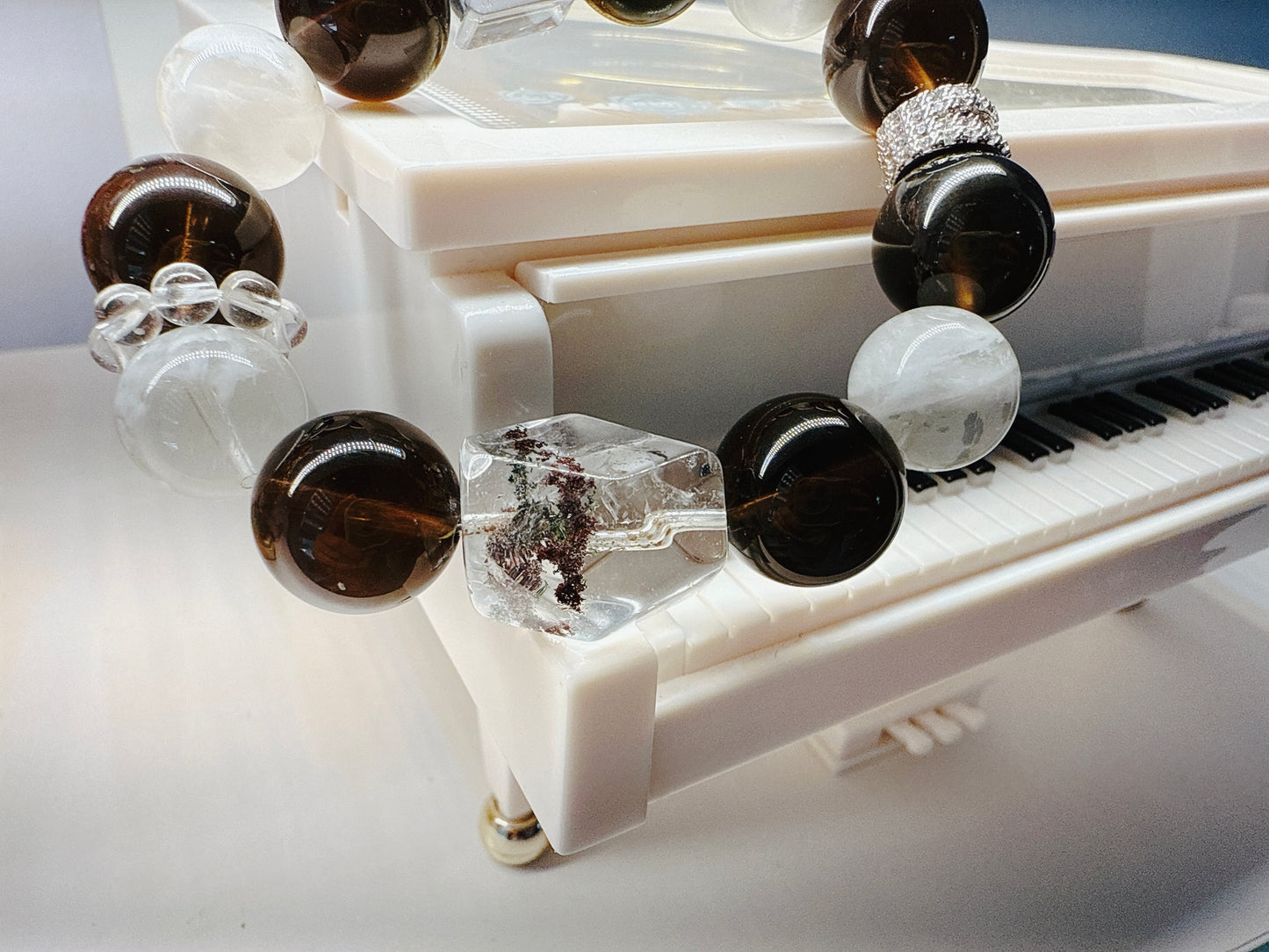 Designed High Quality Smoky Quartz & Snowflake Phantom
