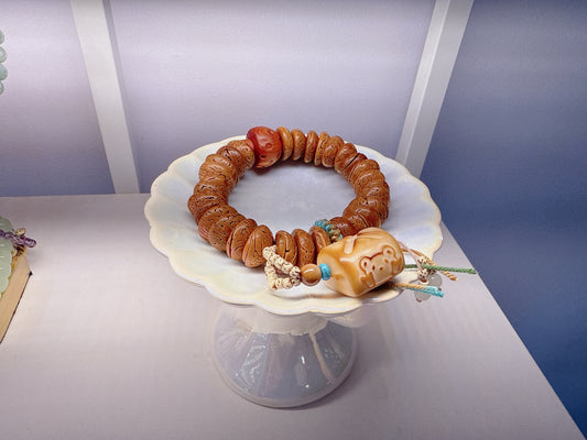 Natrual Peach Seed Bead Bracelet