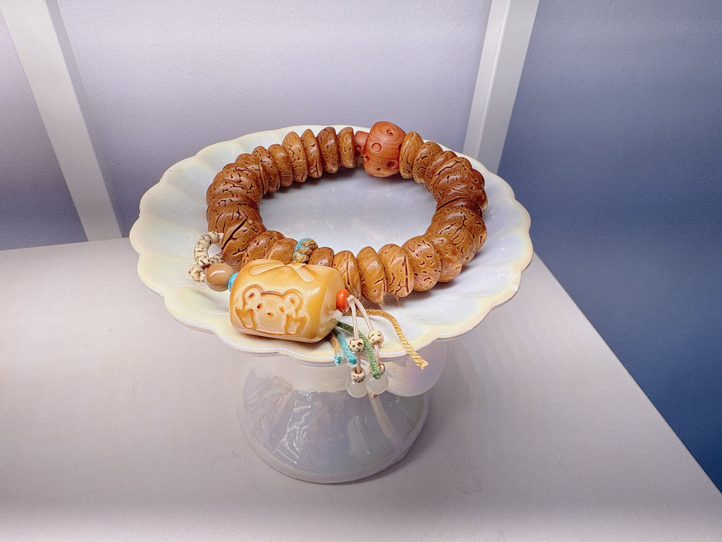 Natrual Peach Seed Bead Bracelet